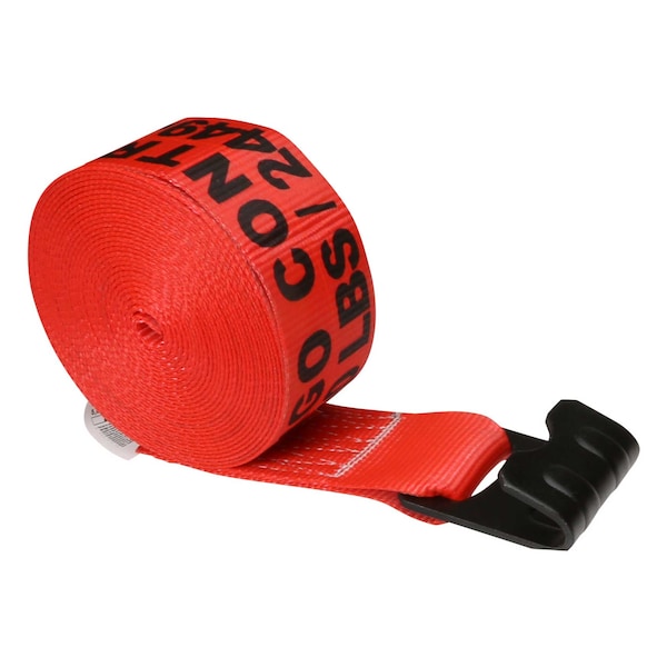 3" x 40' Red Winch Strap with Flat Hook